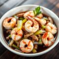 Garnalen met selderij en champignons