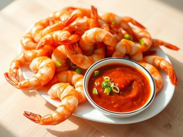 Garnalen uit Vermouth met Ketchup-Gember Dipsaus