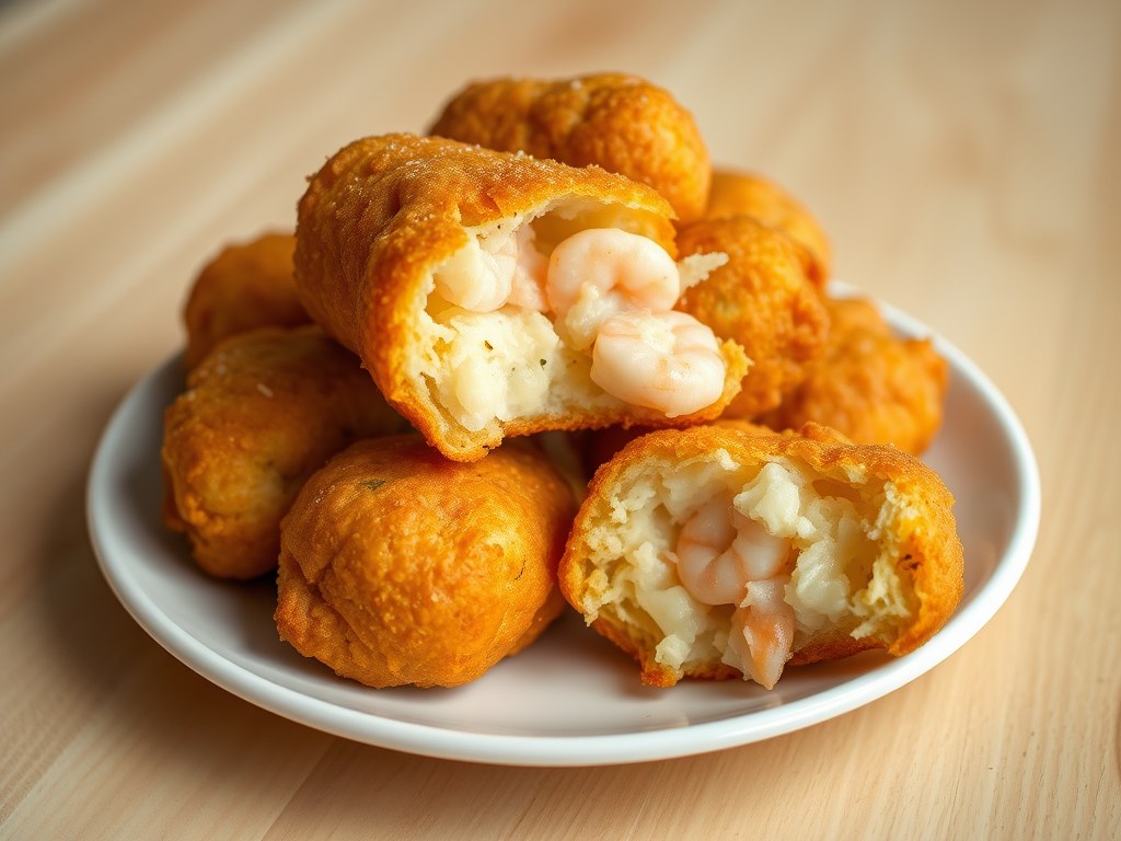Garnalenkroketjes met gruyere, AI-gegenereerde illustratie