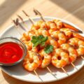 Garnalenspiesje met sweet chili saus