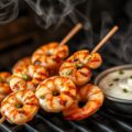 Garnalenstokjes op de plaat of BBQ