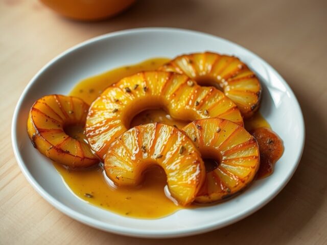 Gebakken ananas met honing-kruidensaus