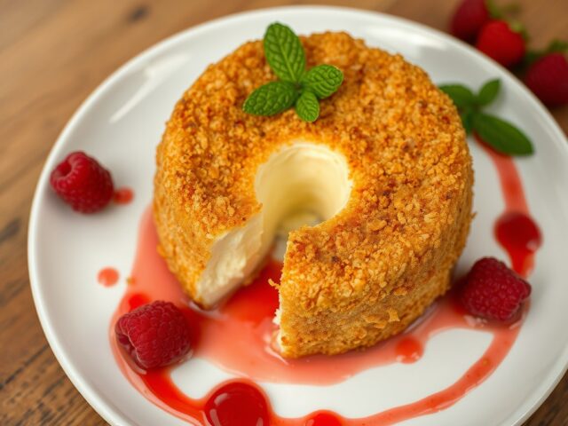 Gebakken Camembert met frambozendressing