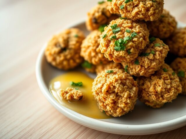 Gebakken champignons met cornflakes en peterselies