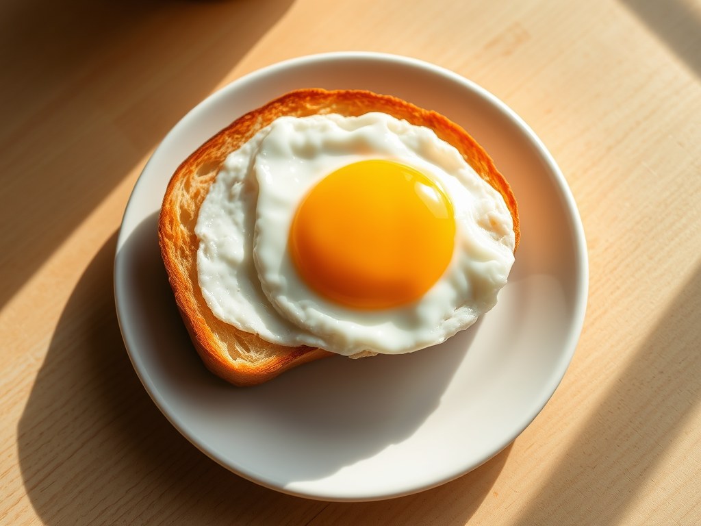 gebakken ei en getoaste brood, AI-gegenereerde illustratie