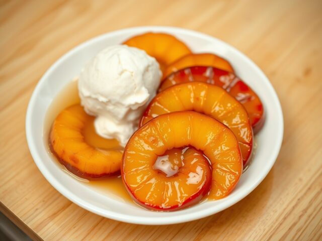 Gebakken fruit met ijs
