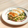 Gebakken griet met pistou-risotto en tuinbonen