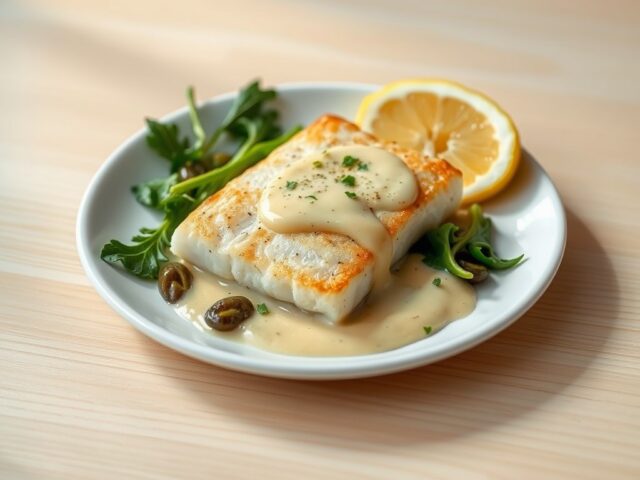 Gebakken kabeljauwfilet met witlof en mosterd