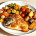 Gebakken koolvis met groente-ratatouille en aardappelen