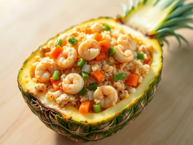 Gebakken rijst in ananas