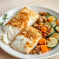 Gebakken slibtong met courgette.