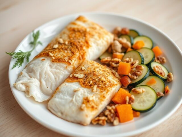 Gebakken slibtong met courgette.