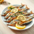 Gebakken verse Sardines met citroen en oregano