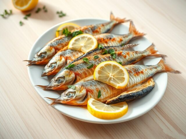 Gebakken verse Sardines met citroen en oregano