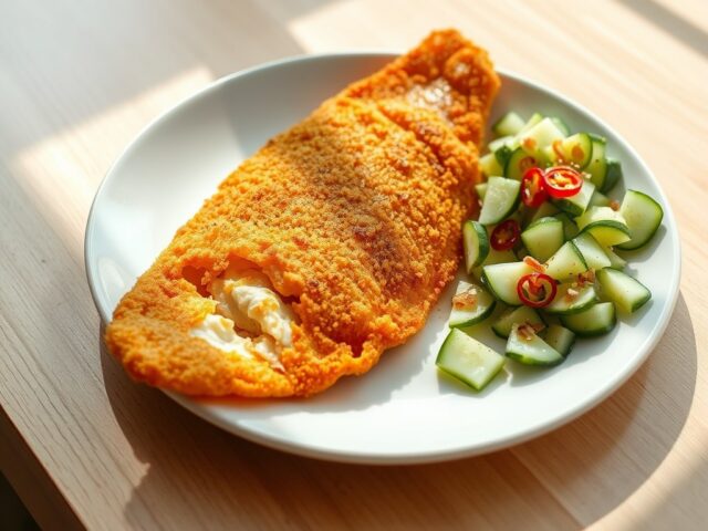 Gebakken Vis alla Milanese met Komkommer Salsa
