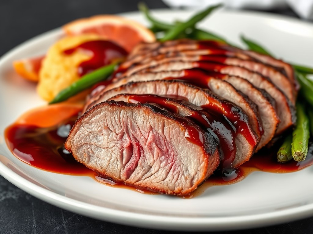 Gebraden eendenborstfilets met Florida grapefruit, AI-gegenereerde illustratie