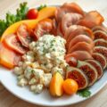 Gedroogde livarham met aardappelsalade verse vijge