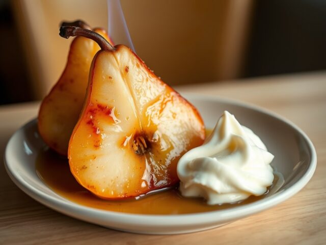 Geflambeerde Williams-peren met (zieopm)