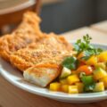 Gefrituurde heilbot met mangosalade