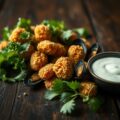 Gefrituurde mosselen met kruidenslaatje