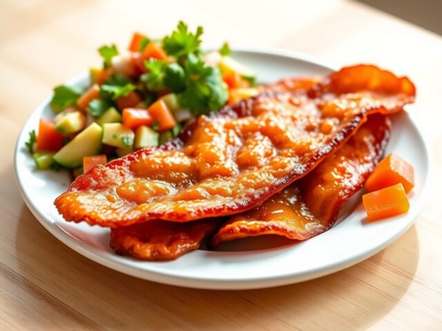 Geglaceerde baconreepjes