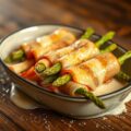 Gegratineerde asperges met ham in witbier