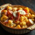 Gegratineerde bloemkool met ham en kaas
