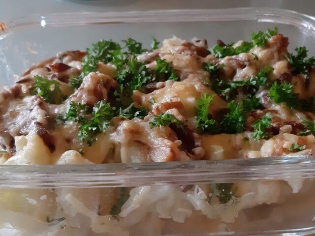 Gegratineerde bloemkool met gorgonzola en oesterzwammen