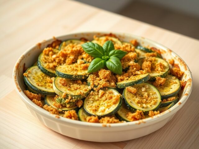 Gegratineerde courgettes met pesto