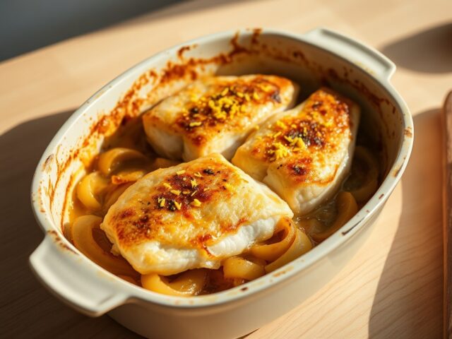 Gegratineerde gembervisfilets
