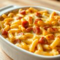 Gegratineerde macaroni met Knacki