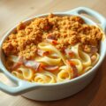Gegratineerde prei met tagliatelle