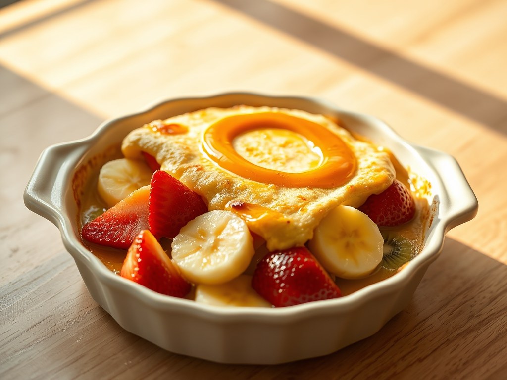 Gegratineerde wijnroom met mangopuree ( zie opm ), AI-gegenereerde illustratie