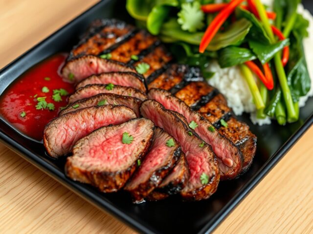 Gegrilde biefstuk met rivierkreeftjessaus