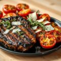 Gegrilde biefstuk met tomaten op zuiderse wijze