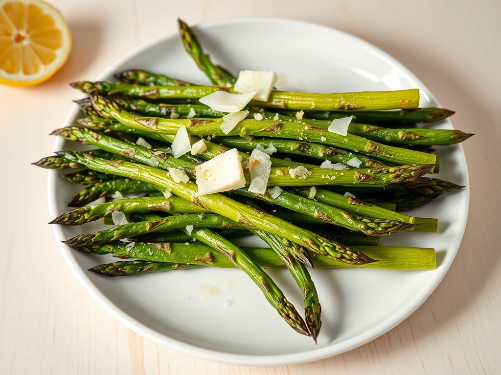 Gegrilde groene asperges, AI-gegenereerde illustratie