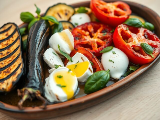 Gegrilde groenten met mozzarella