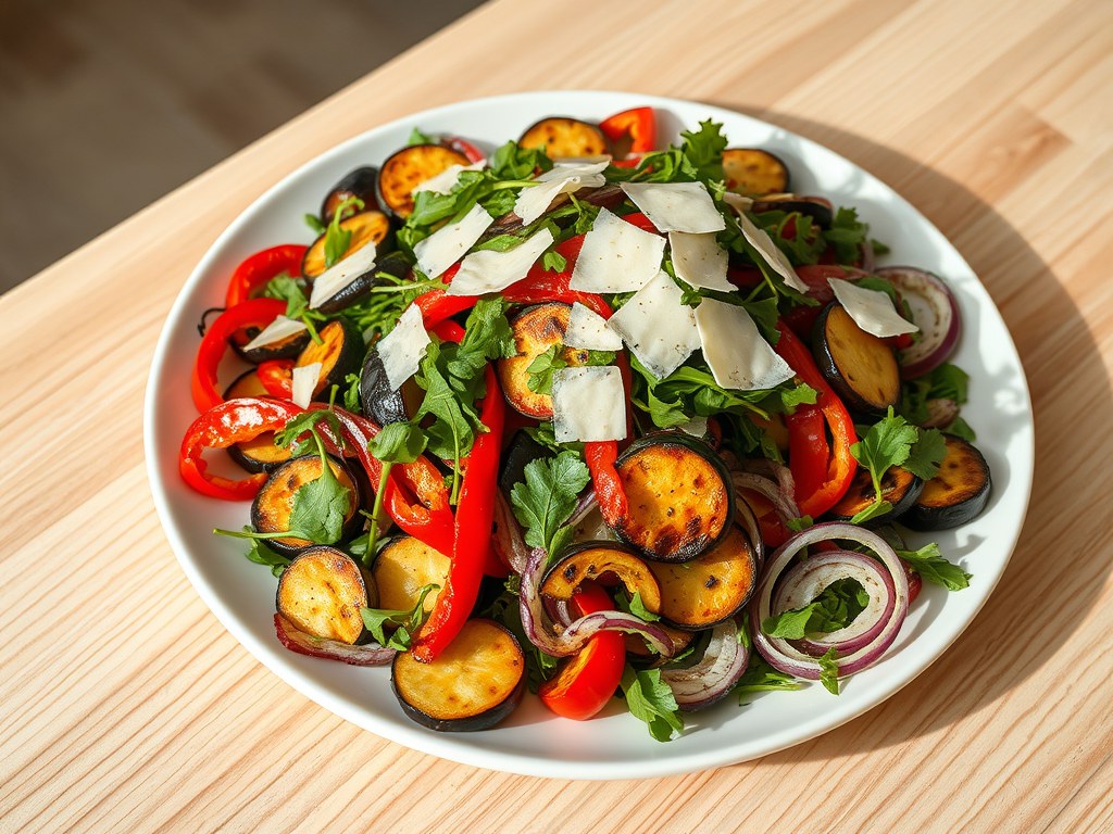 Gegrilde groentesalade, AI-gegenereerde illustratie
