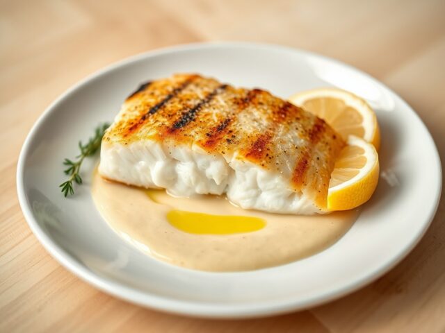 Gegrilde kabeljauw met romige mosterdsaus