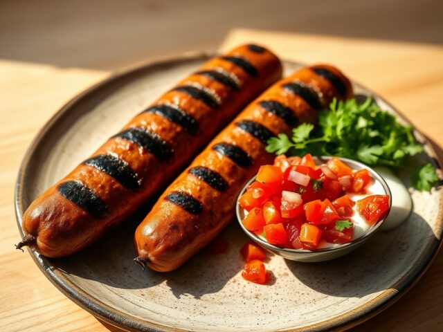 Gegrilde worstjes met pittige tomatensalsa