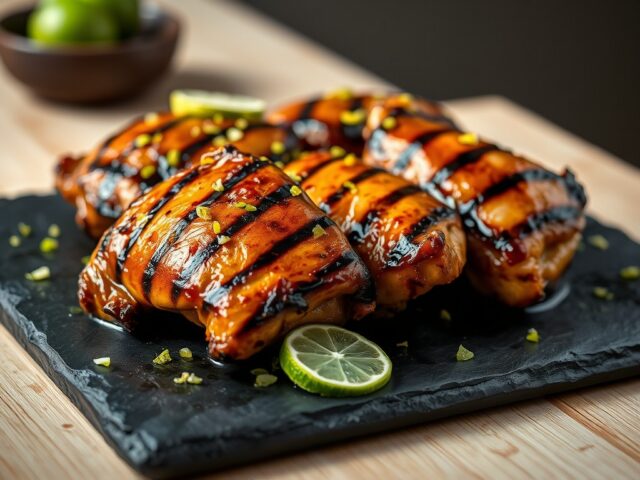Gegrillde Kip, die gemarineerd is in Limoen-Teriyaki