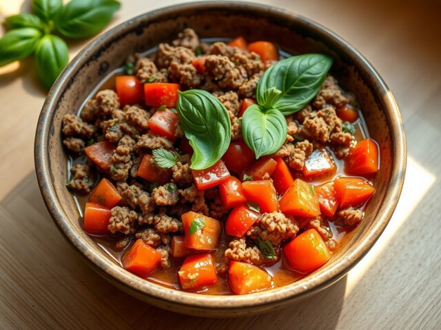Gehakt in tomaat-basilicumsalsa
