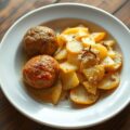 Gehaktbal met gratin van witlof en aardappelen