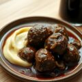 Gehaktballen in Stout met puree