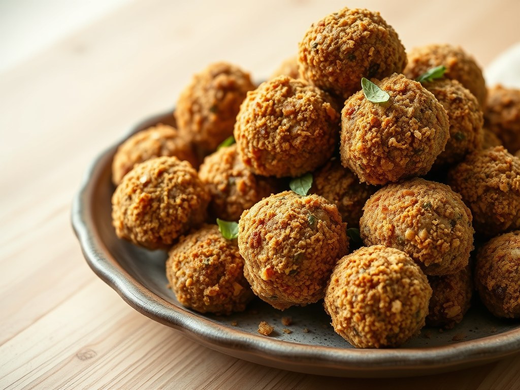 Gehaktballen met bolognese chips, AI-gegenereerde illustratie