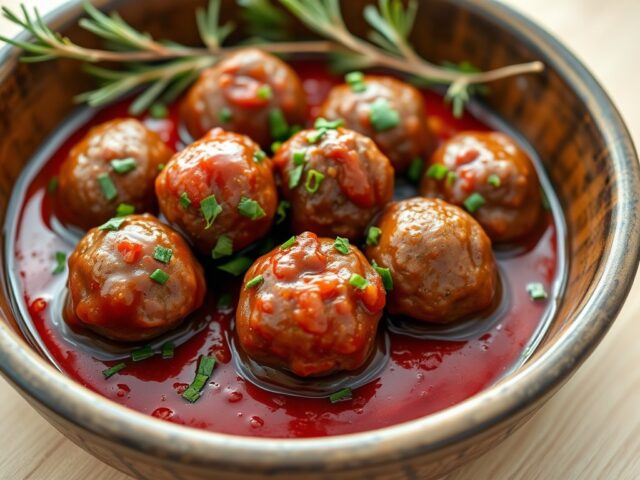 Gehaktballetjes in rozemarijn-tomatensaus