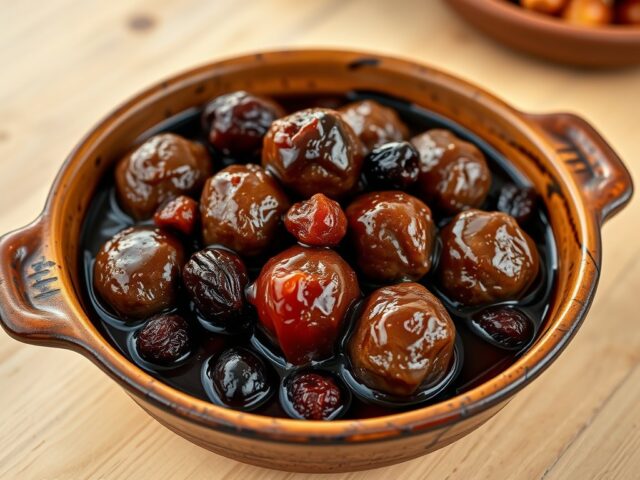 Gehaktballetjes met fruitstroop