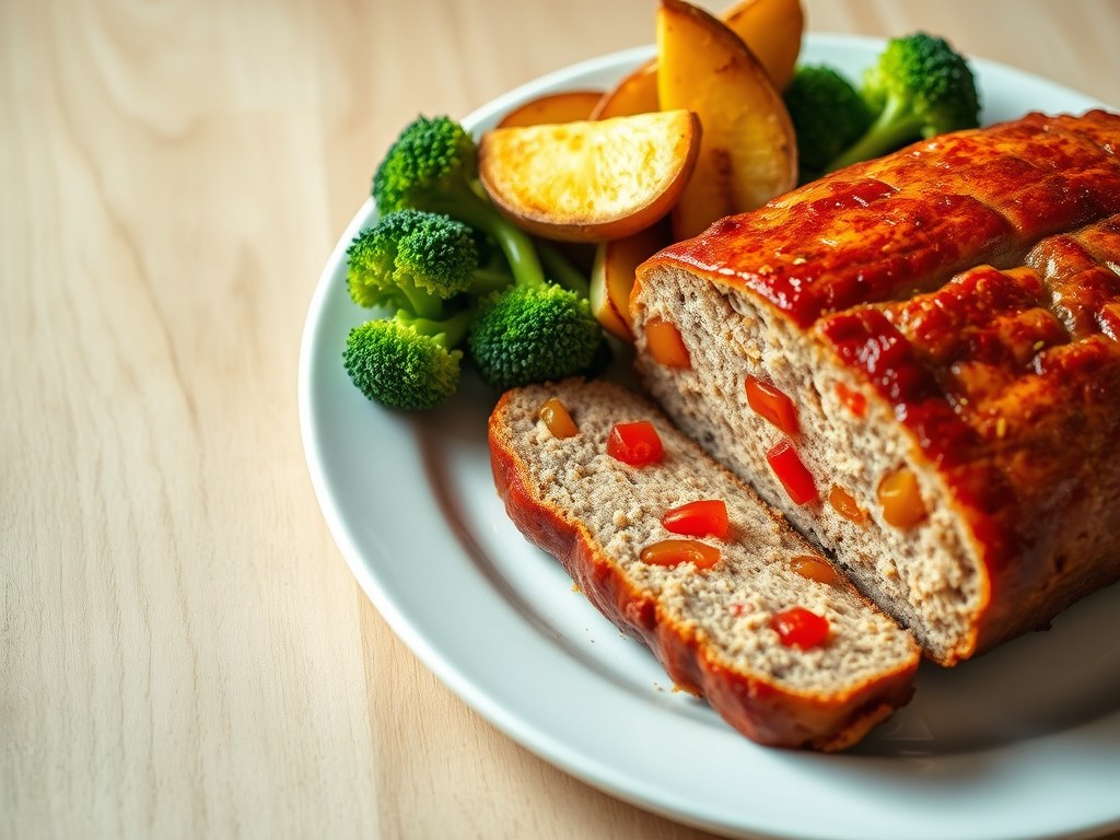 Gehaktbrood en peppadew, AI-gegenereerde illustratie
