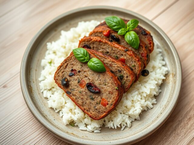 Gehaktbrood ‘Provençale’ met rijst