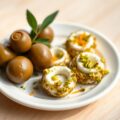 Geitenkaasamuse met olijf en sinaasappel
